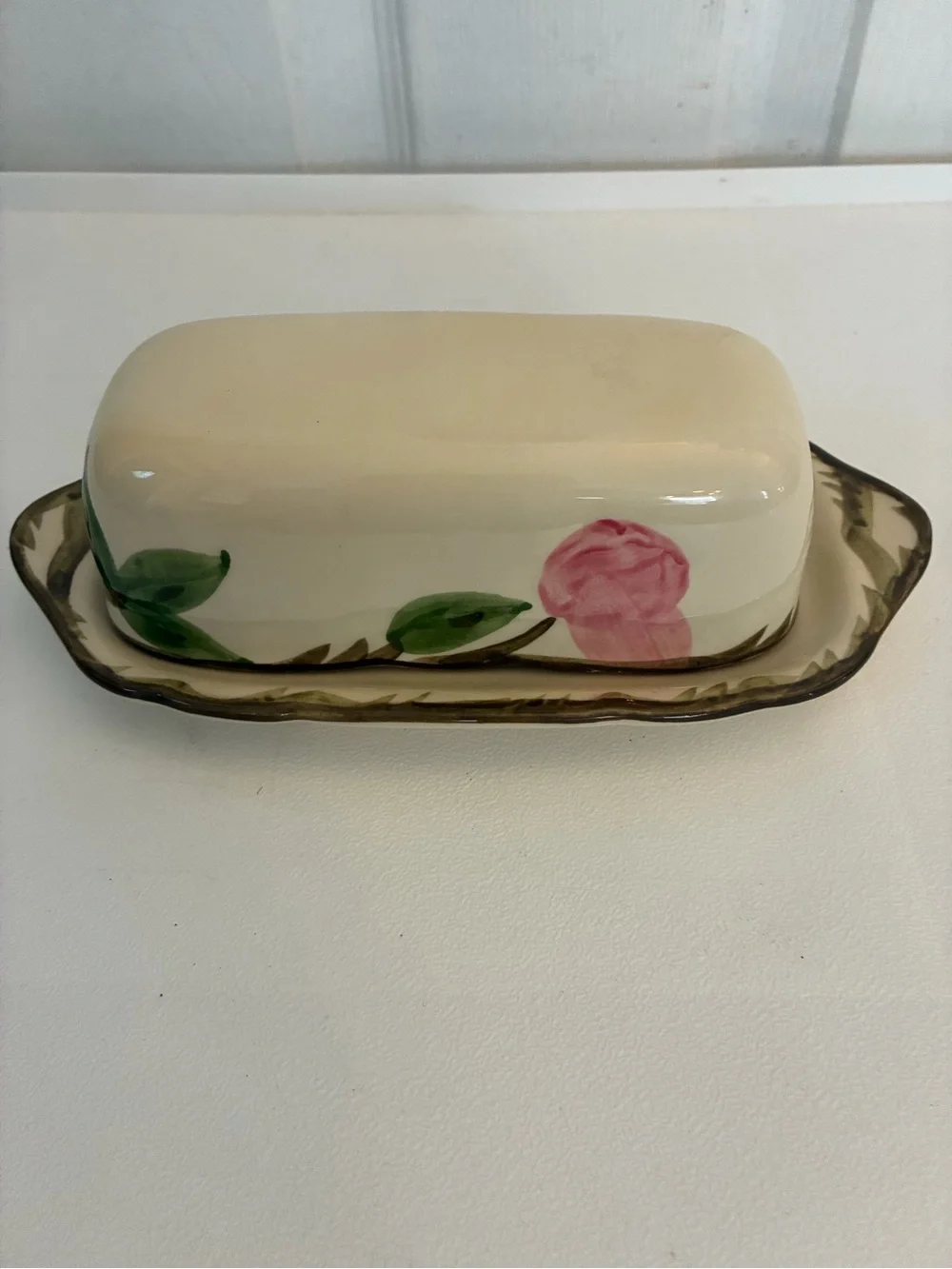 Vintage Franciscan Desert Rose Covered Butter Dish NO FINIAL Lid Made in USA